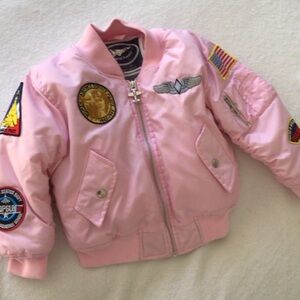 Up and Away - Girls Pink MA-1 Junior Flight Jacket with Patches